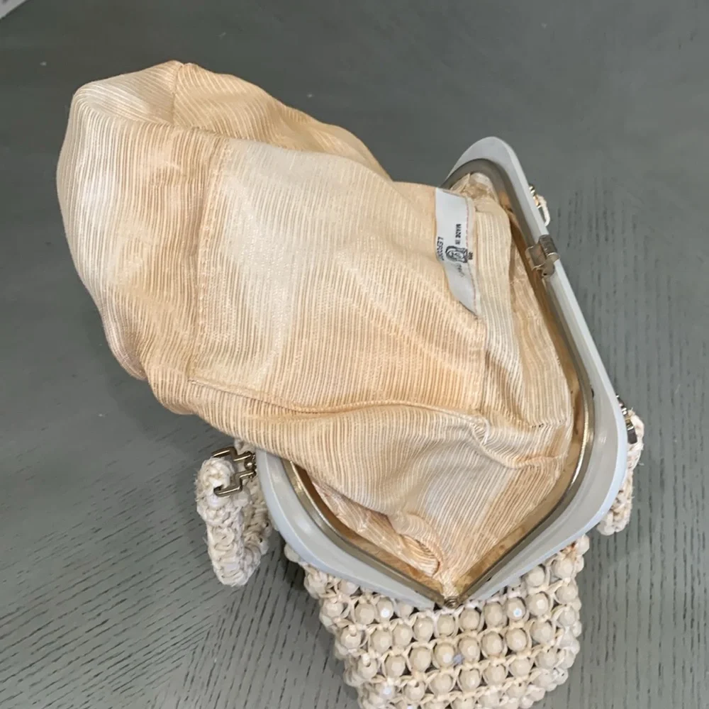 Vintage LEFCORT Elegant Cream Beaded Handbag - Picture 12 of 16